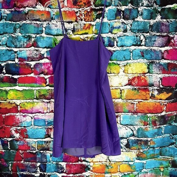 Tibi Purple 100% Silk V-Neck Ruffle Spaghetti Strap Dress 10 - Picture 9 of 11